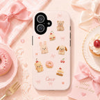 Personalized Cute Plush Phone Case, Custom Name iPhone Case, Kawaii Bunny Bear Star Cake Gingham Phone Cover Gift for Her