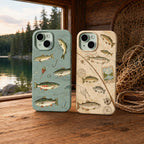 Fishing Phone Case, Colorful Fish iPhone Case, Trout Lake Life Case, Ocean Fish Pattern Phone Cover, Angler Gift