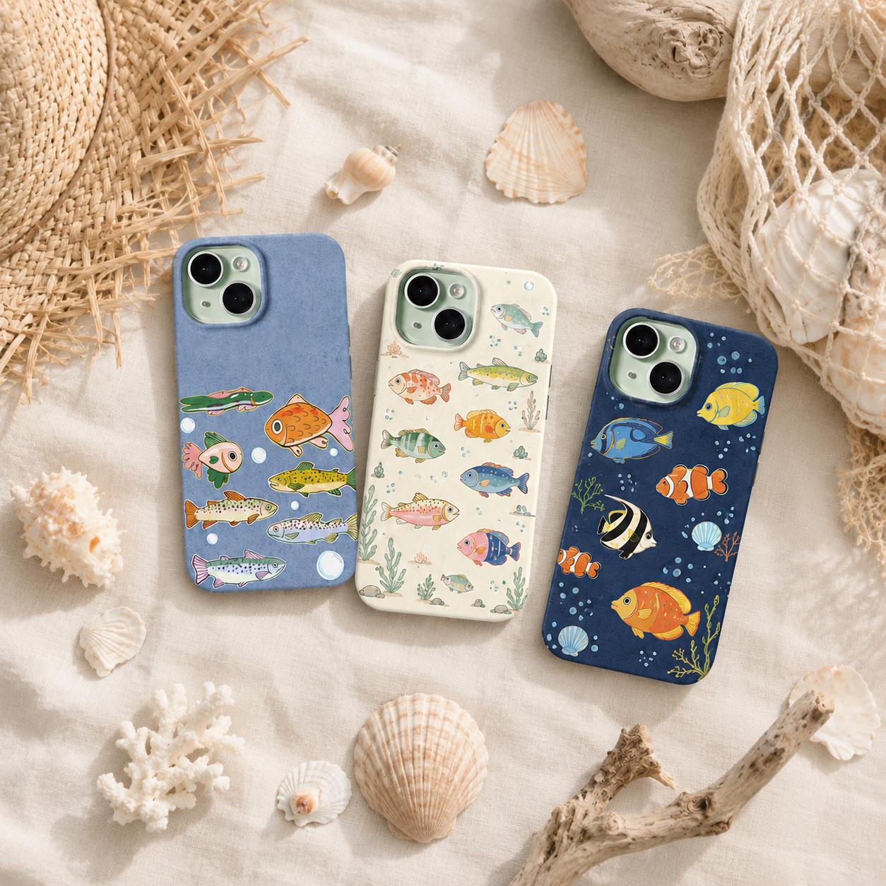 Fishing Phone Case, Colorful Fish iPhone Case, Trout Lake Life Case, Ocean Fish Pattern Phone Cover, Angler Gift