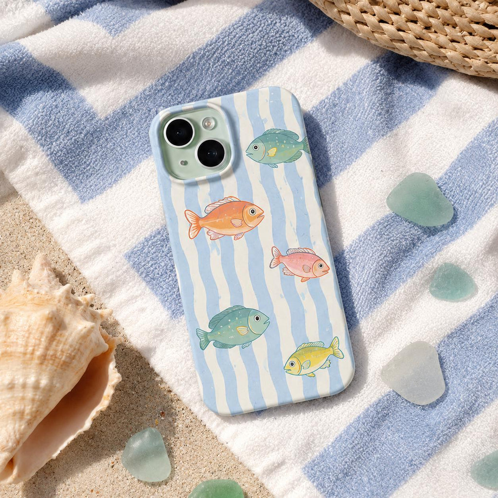 Fishing Phone Case, Colorful Fish iPhone Case, Trout Lake Life Case, Ocean Fish Pattern Phone Cover, Angler Gift
