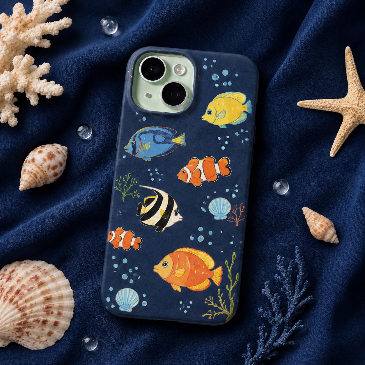 Fishing Phone Case, Colorful Fish iPhone Case, Trout Lake Life Case, Ocean Fish Pattern Phone Cover, Angler Gift