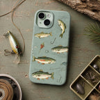 Fishing Phone Case, Colorful Fish iPhone Case, Trout Lake Life Case, Ocean Fish Pattern Phone Cover, Angler Gift