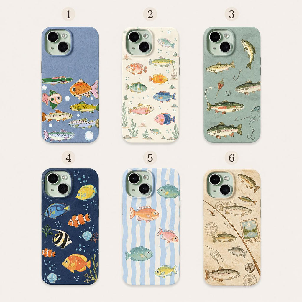 Fishing Phone Case, Colorful Fish iPhone Case, Trout Lake Life Case, Ocean Fish Pattern Phone Cover, Angler Gift