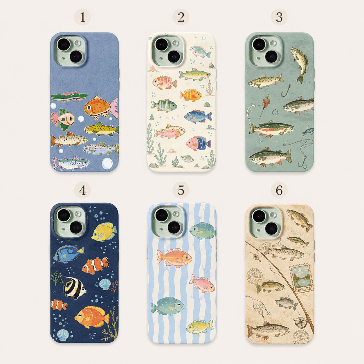 Fishing Phone Case, Colorful Fish iPhone Case, Trout Lake Life Case, Ocean Fish Pattern Phone Cover, Angler Gift
