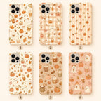 Cute Fall Phone Case, Cozy Pumpkin Ghost Coffee iPhone Case, Autumn Gingham Bow Phone Cover, Kawaii Fall Gift for Her