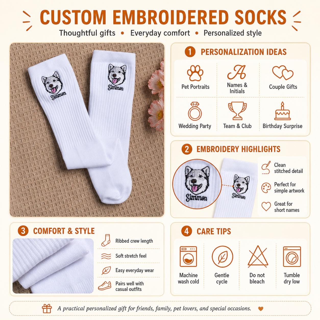 Personalized Family Boo Crew Embroidered Socks, Custom Mama Daddy Little Boo Ghost Socks, Matching Halloween Family Gift