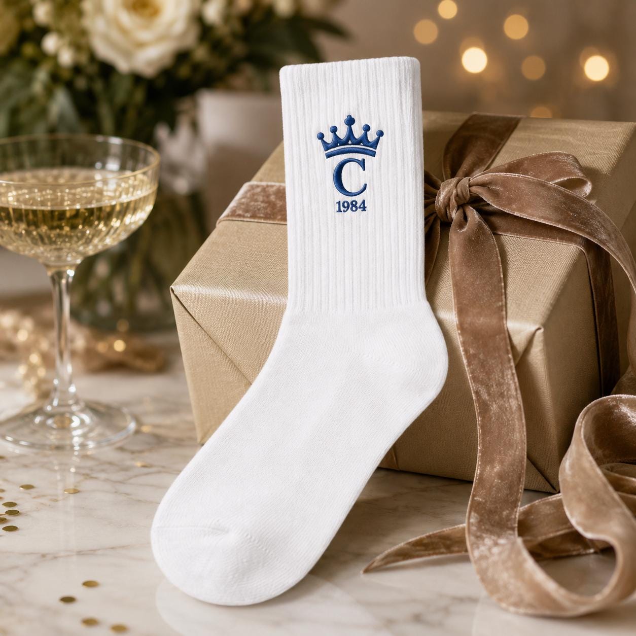 Personalized Family Crest Embroidered Socks, Custom Initial and Established Year Socks, Gift for Dad Grandpa Husband
