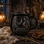 Personalized Midnight Spellkeeper Cauldron Mug, Custom Witch Book Lover Gift, Gothic Apothecary Coffee Cup