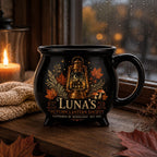 Personalized Autumn Lantern Cauldron Mug, Custom Name Fall Witchy Cup, Moonlit Cottage Halloween Gift