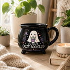 Personalized Cozy Boo Club Cauldron Mug, Cute Ghost Halloween Mug, Custom Name Spooky Gift