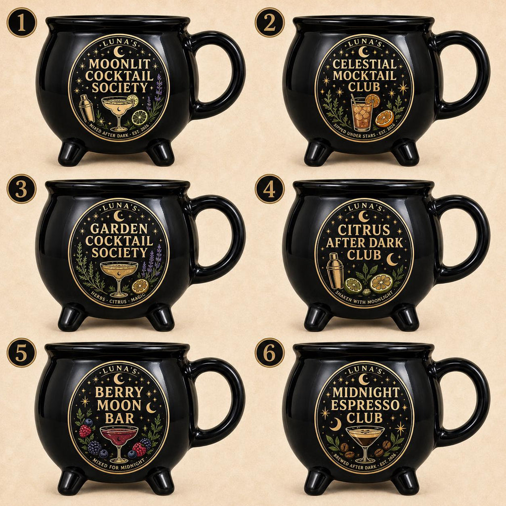 Personalized Moonlit Cocktail Cauldron Mug, Custom Witchy Drink Club Mug, Celestial Cocktail Gift