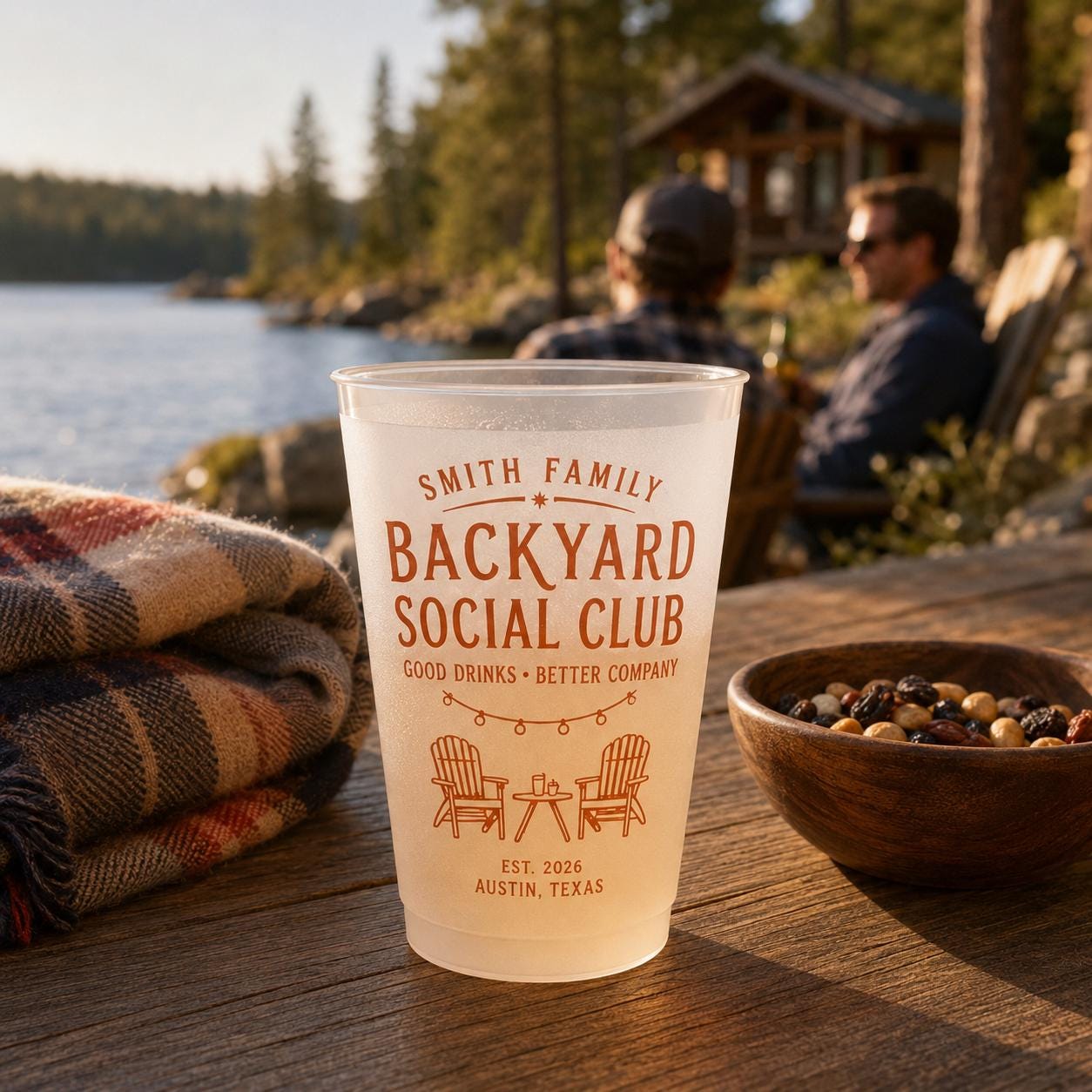 Personalized Frosted Cups, Backyard Social Club Party Cups, Custom Family Name Pool & Patio Cups, Summer Housewarming Gift