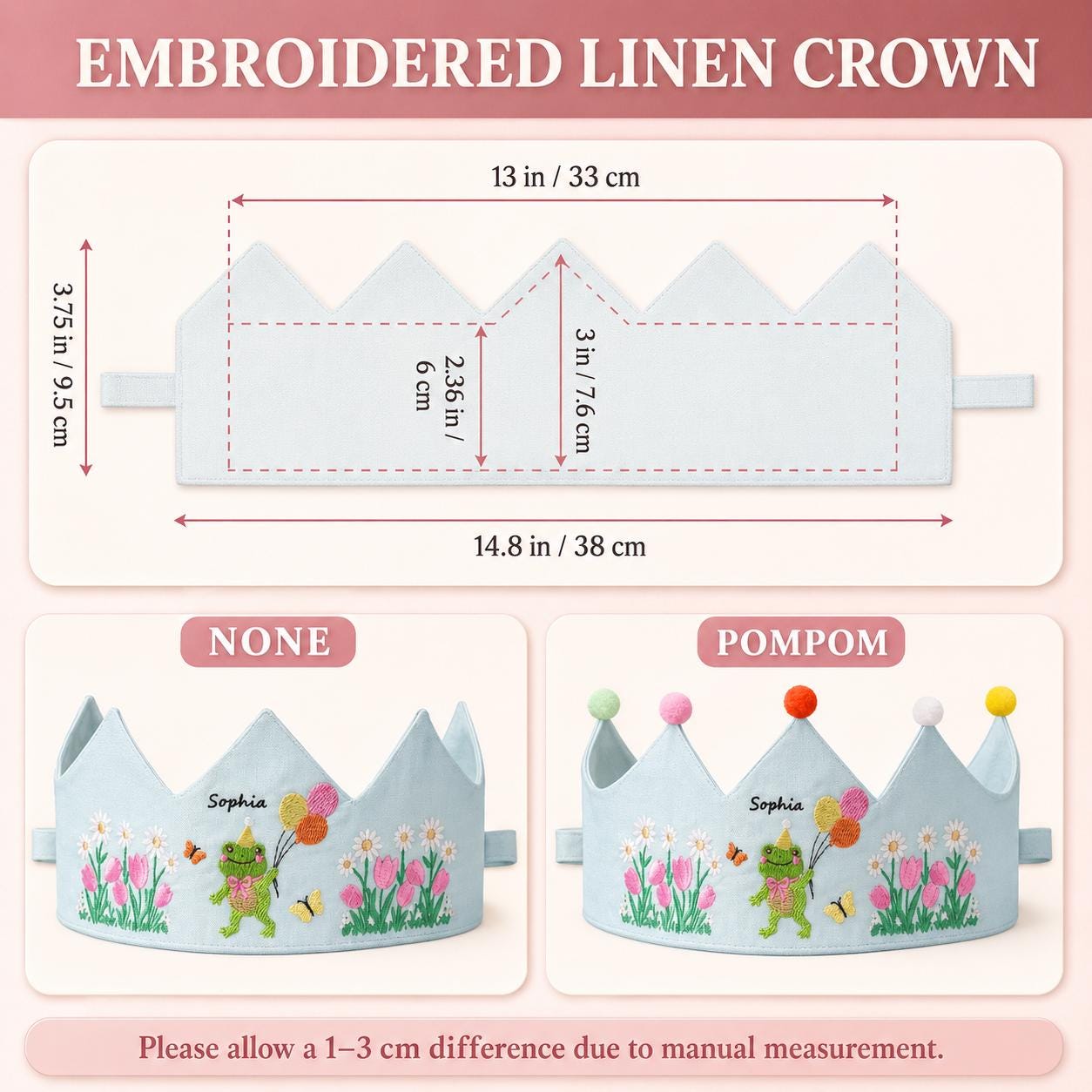 Personalized Goose Birthday Crown, Embroidered Linen-Look Crown, Daisy First Birthday Hat, One Silly Goose Cake Smash Crown