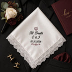 Til Death Embroidered Handkerchief, Halloween Wedding Hanky, Personalized Gothic Satin Lace Keepsake Gift