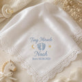 Tiny Miracle Embroidered Handkerchief, Personalized Baby Keepsake Hanky, Custom Newborn Satin Lace Gift