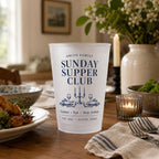 Personalized Frosted Cups, Sunday Supper Club Cups, Custom Family Name Party Cups, Dinner Party Favors, Housewarming Gift