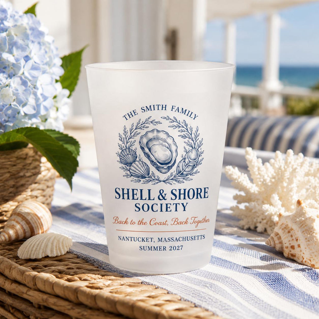 Personalized Coastal Reunion Frosted Cups, Custom Family Reunion Party Cups, Seaside Weekend Favors, Beach House Gathering Cups