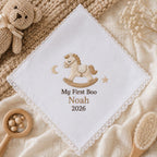 My First Boo Embroidered Handkerchief, Personalized Baby Keepsake Hanky, Custom Teddy Bear Halloween Newborn Gift