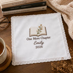 Book Lover Embroidered Handkerchief, Personalized Reader Hanky, One More Chapter Keepsake Gift for Book Lover