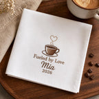 Coffee Lover Embroidered Handkerchief, Personalized Barista Hanky, Custom Coffee Keepsake Gift for Cafe Owner