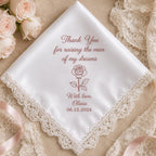 Mother In Law Embroidered Handkerchief, Thank You for Raising the Man of My Dreams, Personalized Wedding Hanky Gift