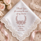 Mother In Law Embroidered Handkerchief, Thank You for Raising the Man of My Dreams, Personalized Wedding Hanky Gift