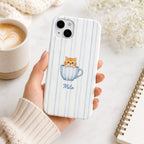 Custom Cat Phone Case, Personalized Orange Tabby Kitten Case, Cute Blue Stripe Pet Lover Gift, Cat Mom Phone Cover