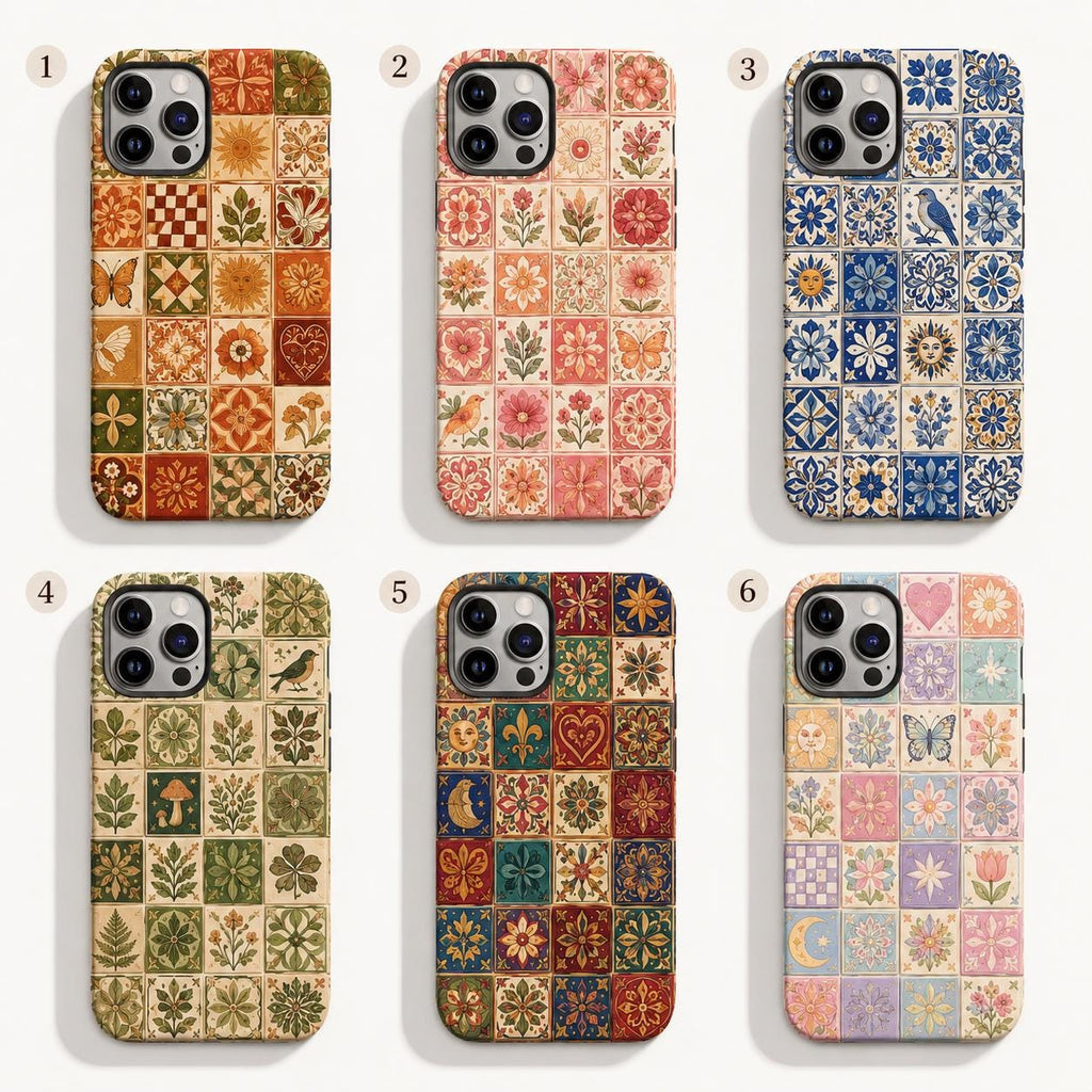 Custom Tile Phone Case, Mediterranean Mosaic Phone Cover, Floral Talavera Case, Personalized Boho iPhone Gift For Her