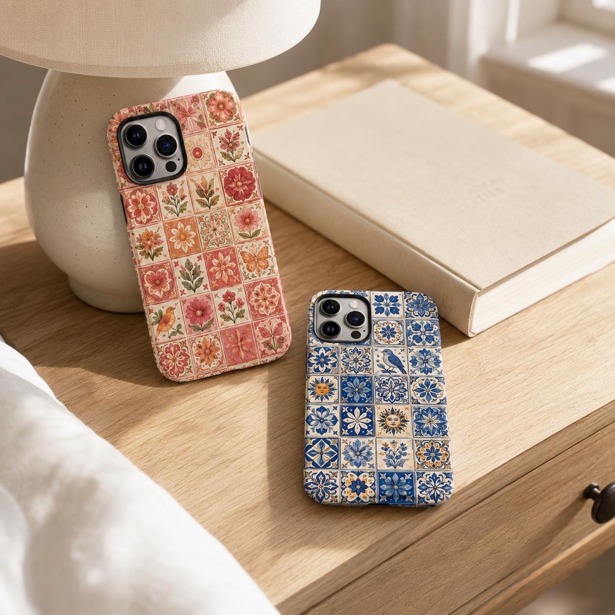 Custom Tile Phone Case, Mediterranean Mosaic Phone Cover, Floral Talavera Case, Personalized Boho iPhone Gift For Her