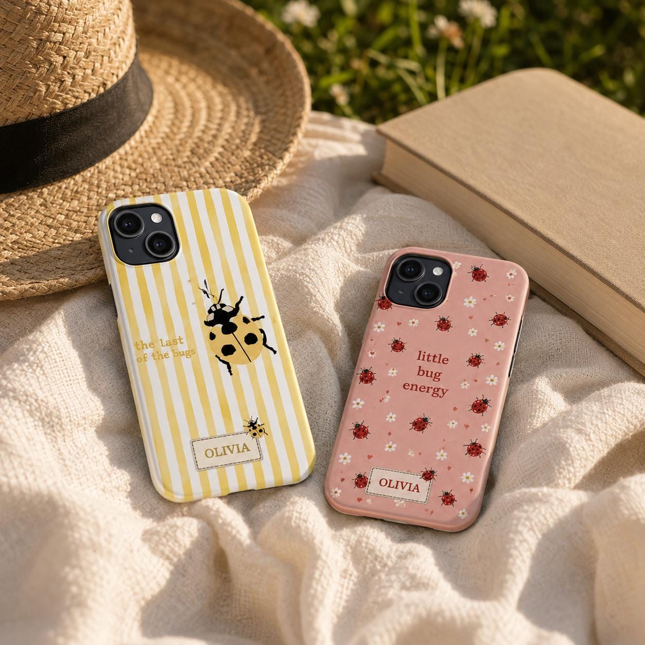 Custom Ladybug Phone Case, Personalized Cute Bug Club Case, Bee Insect Cottagecore Phone Cover Gift