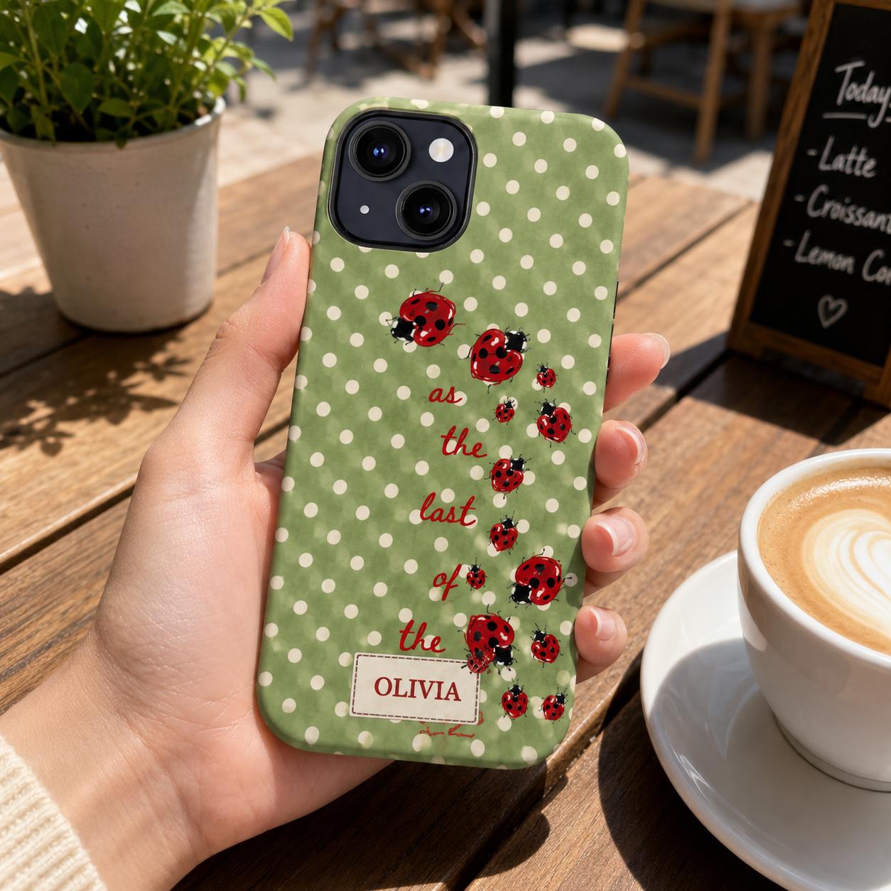 Custom Ladybug Phone Case, Personalized Cute Bug Club Case, Bee Insect Cottagecore Phone Cover Gift