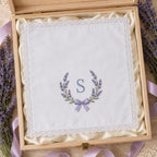 Custom Monogram Embroidered Handkerchief, Personalized Initial Floral Wedding Hanky, Bridal Happy Tears Keepsake Gift