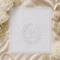 Custom White Embroidered Handkerchief, Personalized Monogram Wedding Hanky, Initial Lace Bridal Keepsake Gift