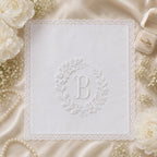 Custom White Embroidered Handkerchief, Personalized Monogram Wedding Hanky, Initial Lace Bridal Keepsake Gift