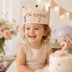 Personalized Little Fisherman Birthday Crown, Embroidered Linen-Look Fishing Crown, Custom Name First Birthday Hat