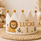 Personalized Little Artist Birthday Crown, Embroidered Linen-Look Crown, Custom Name First Birthday Hat