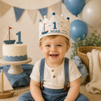 Personalized Little Fisherman Birthday Crown, Embroidered Fishing Crown, Custom Name First Birthday Hat