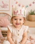 Personalized Axolotl Birthday Crown, Embroidered Linen-Look Crown, Custom Name First Birthday Hat, Underwater Baby Keepsake