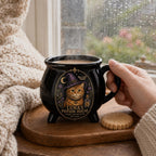 Custom Pet Cauldron Mug, Personalized Cat Portrait Witch Mug, Halloween Pet Gift, Gothic Black Ceramic Cup, Pet Mom Gift