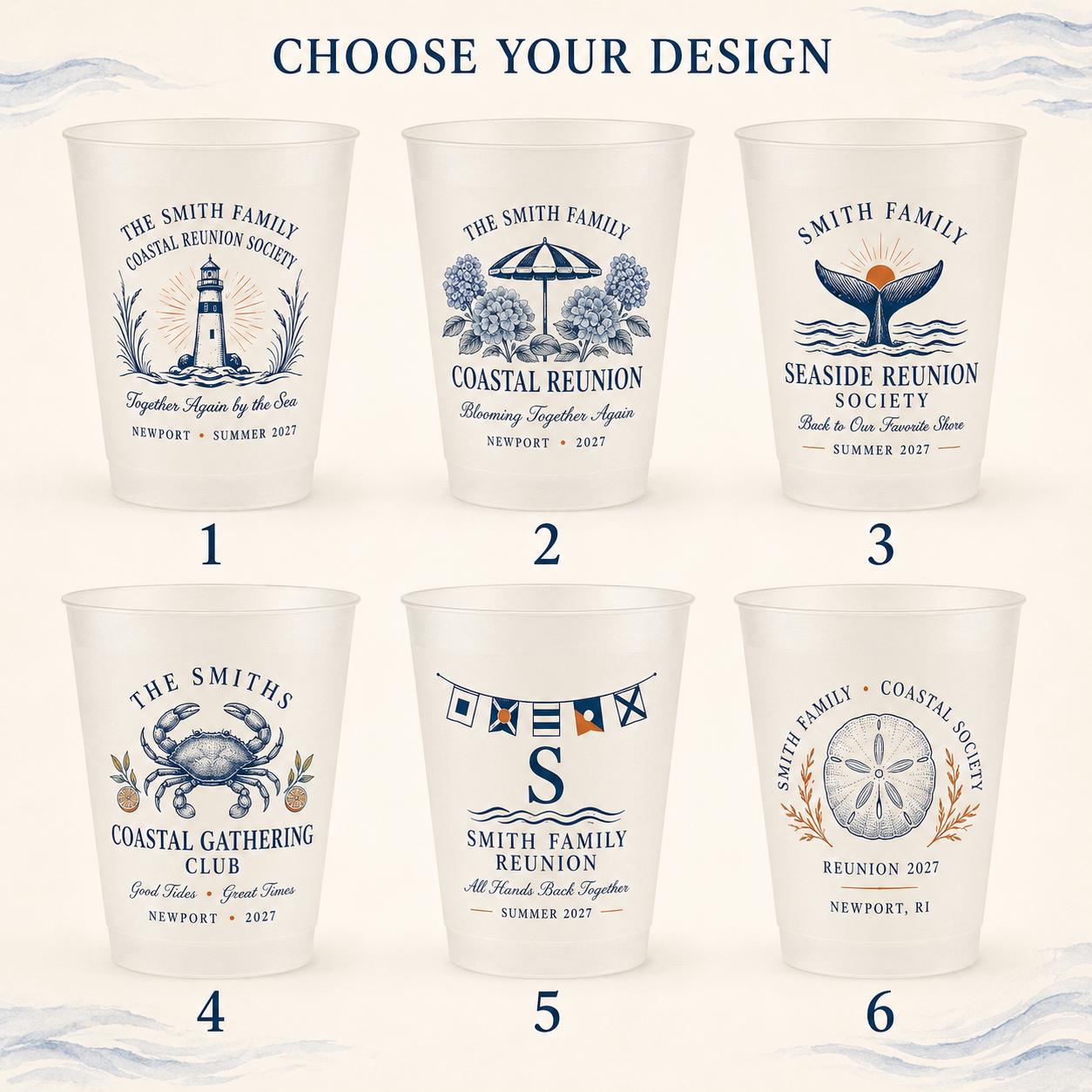 Personalized Coastal Reunion Frosted Cups, Custom Family Reunion Cups, Beach House Party Favors, Seaside Vacation Drinkware