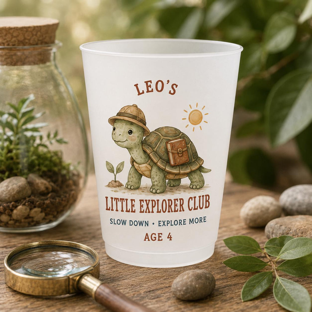 Personalized Kids Animal Frosted Cups, Little Explorer Birthday Party Cups, Custom Name Safari Favors, Jungle Party Drinkware