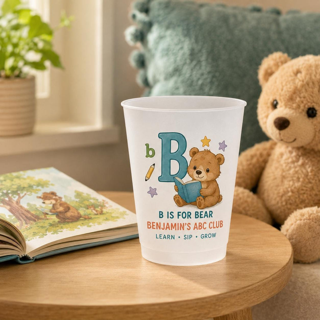Personalized Animal Alphabet Frosted Cups, Custom Name Kids ABC Cup, Preschool Learning Gift, Daycare Birthday Party Favor