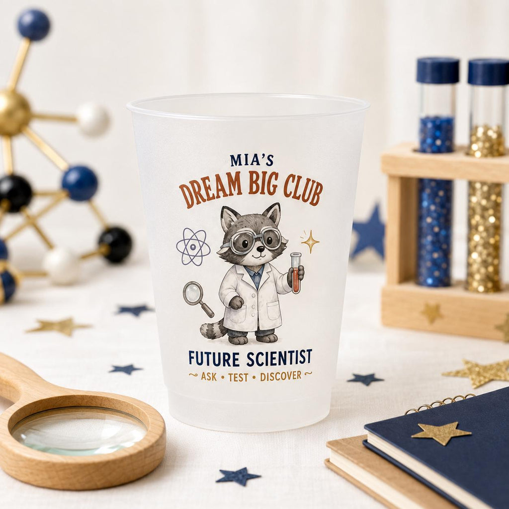 Personalized Kids Career Frosted Cups, Dream Big Animal Cup, Custom Name Birthday Party Favor, Preschool Graduation Gift