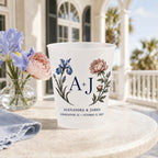Personalized Birth Flower Wedding Cups, Custom Monogram Frosted Cups, Floral Reception Favors, Engagement Party Drinkware