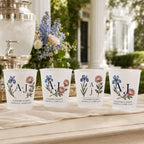 Personalized Birth Flower Wedding Cups, Custom Monogram Frosted Cups, Floral Reception Favors, Engagement Party Drinkware