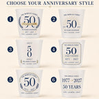 Personalized 50th Anniversary Frosted Cups, Custom Family Name Party Cups, Golden Wedding Anniversary Favors, Milestone Celebration Cups