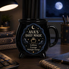 Personalized Cauldron Mug, Custom Daily Magic Witch Mug, Halloween Ceramic Coffee Cup, Gothic Book Lover Teacher Mom Gift