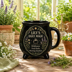 Personalized Cauldron Mug, Custom Daily Magic Witch Mug, Halloween Ceramic Coffee Cup, Gothic Book Lover Teacher Mom Gift