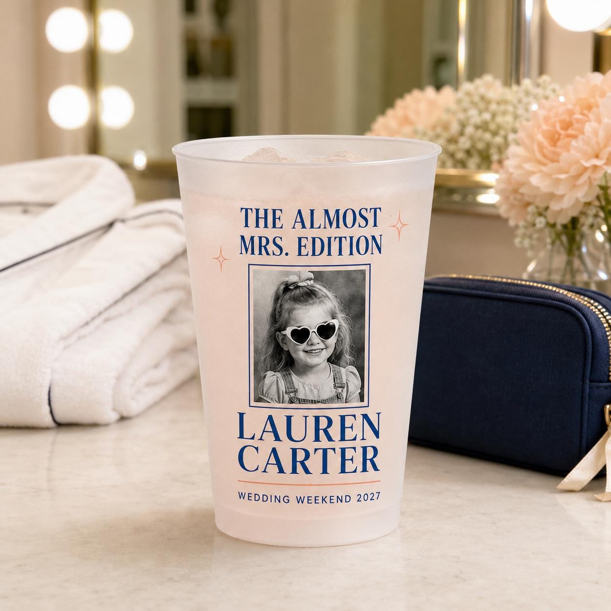 Personalized Bachelorette Frosted Cups, Custom Childhood Photo Bride Cups, Wedding Weekend Party Favors, Bridesmaid Drinkware