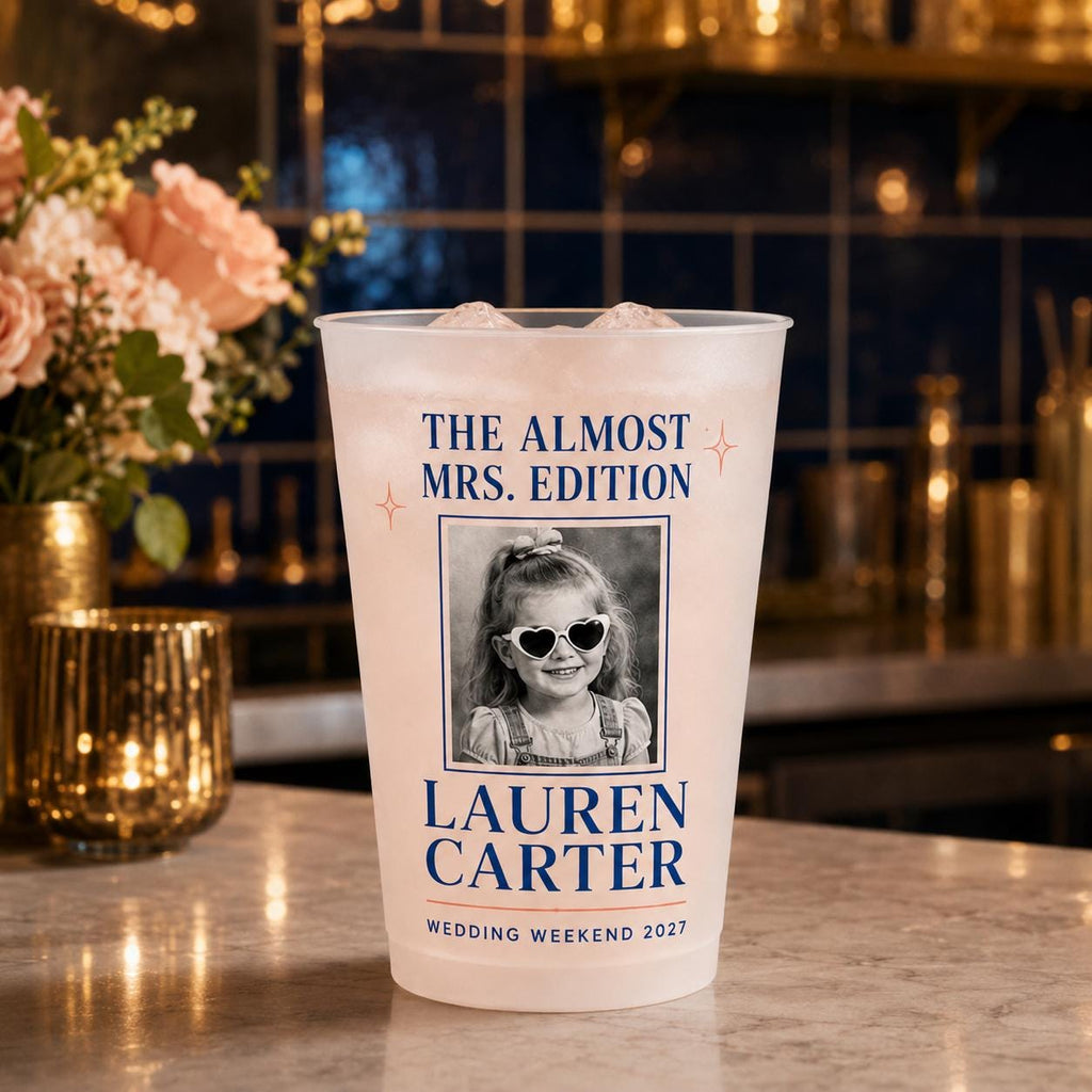 Personalized Bachelorette Frosted Cups, Custom Childhood Photo Bride Cups, Wedding Weekend Party Favors, Bridesmaid Drinkware